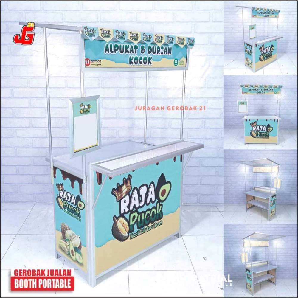 Booth portable Model Meja Depan Plus Atap Juragan Gerobak 21 Untuk Display Jualan Bisa Di Lipat