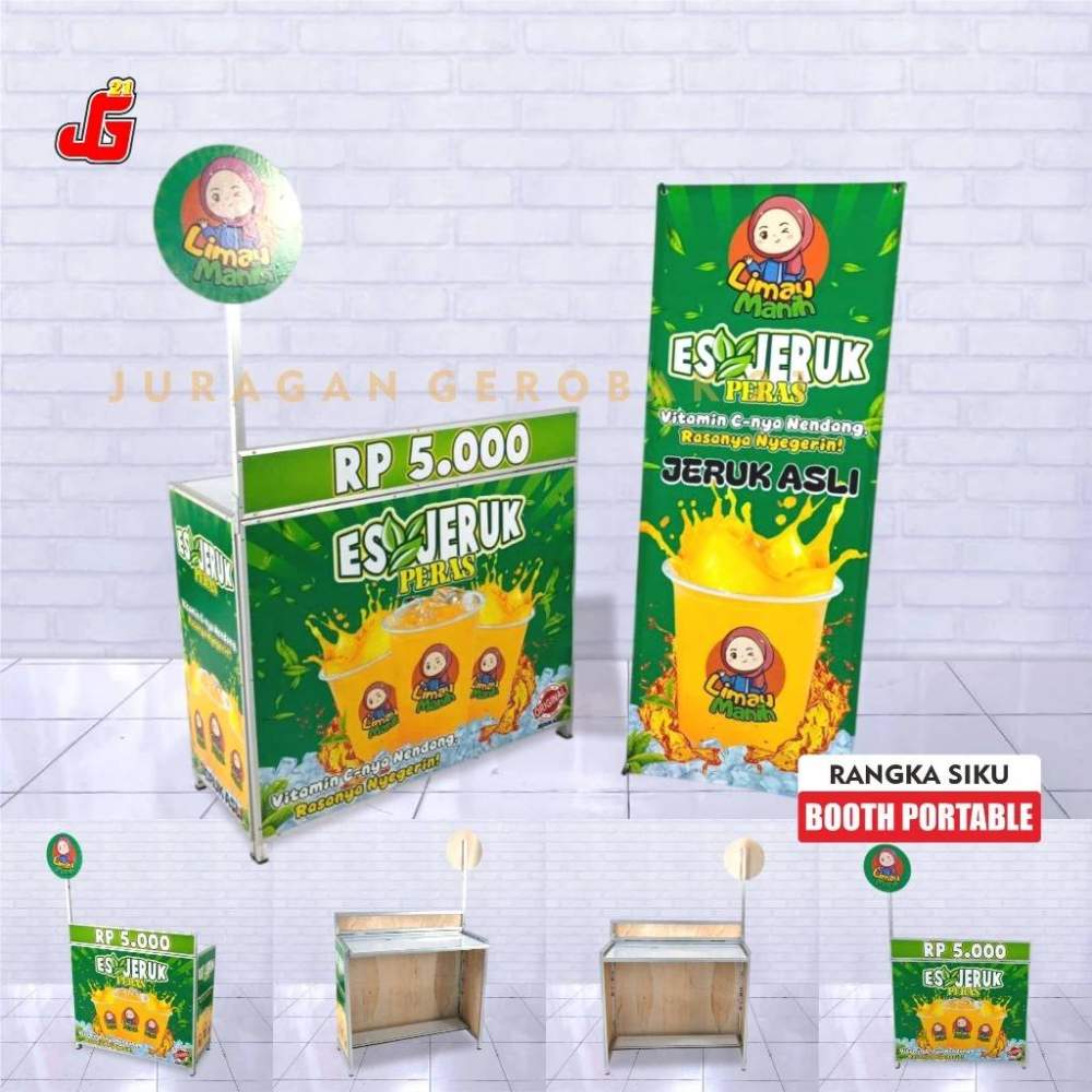 BOOTH PORTABLE MODEL RS KEKINIAN / GEROBAK LIPAT / MEJA LIPAT / GEROBAK USAHA